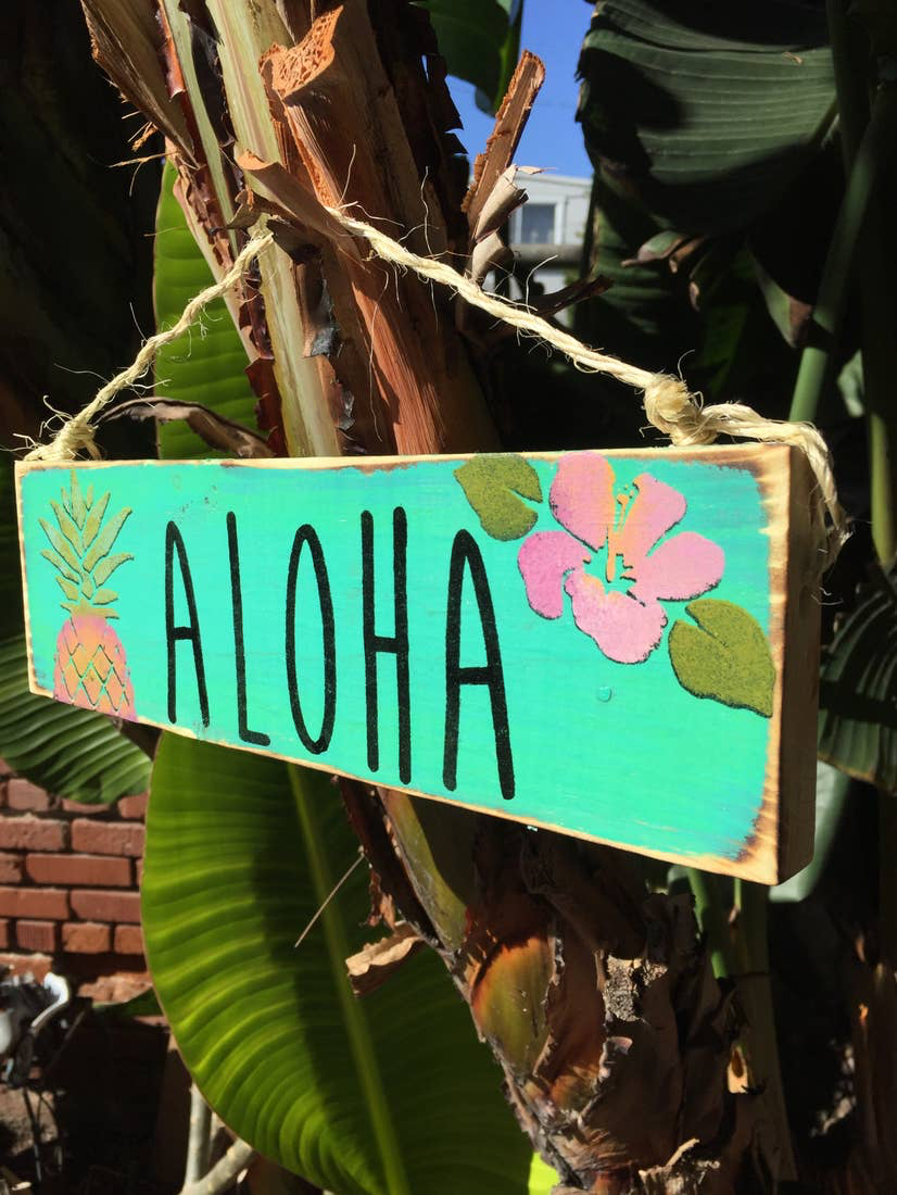 Aloha Sign for Front Door, Aloha Hawaiian Welcome Sign, Hawaiian
